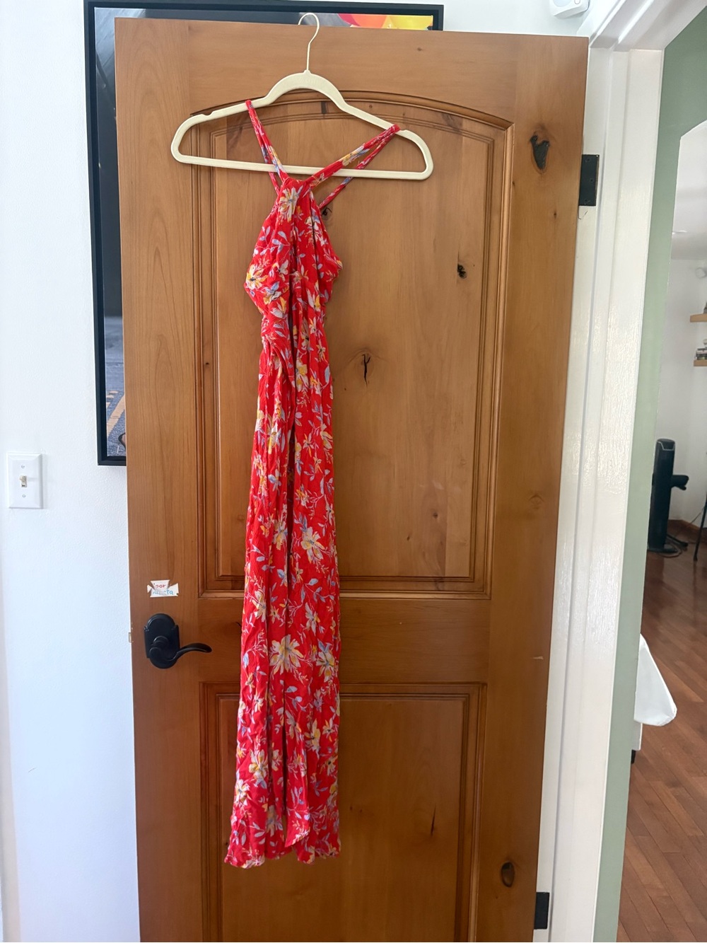 Red Floral Halter Maxi Dress
